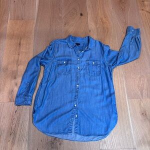 Talbots Chambray Shirt Longer Length Roll-tab Sleeves | XL | Coastal | Classic